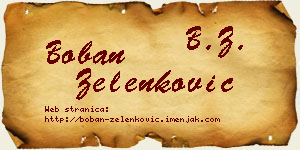 Boban Zelenković vizit kartica
